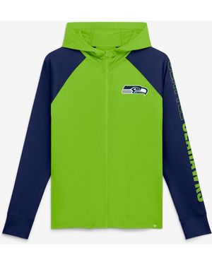 Fanatics Neon Green/college Navy Seattle Seahawks Cornerback Blitz Raglan Full-zip Hoodie