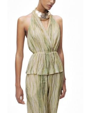 Nocturne Halterneck Peplum Top - Green