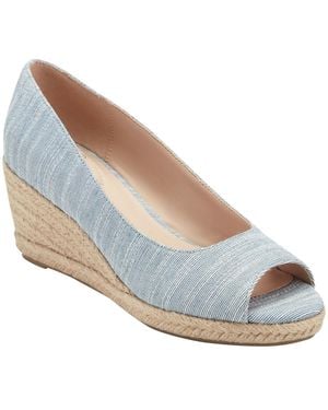 Bandolino Nuri Peep Toe Espadrille Wedge Pumps - Blue