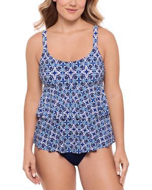 Swim Solutions High-low Double-tier One-piece Swimsuit - Blue