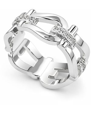 And Now This Horse Bit Link Cubic Zirconia Ring - Metallic