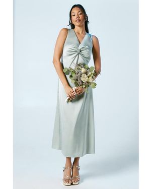 Oasis Satin Bridesmaids Midi Dress - Blue