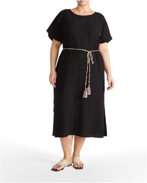 UNIVERSAL STANDARD Plus Size Luxe Cotton Gauze Beach Dress - Black