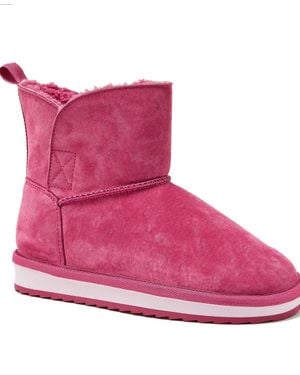 Lands' End Kids Lined Suede Indoor Outdoor Boots - Pink