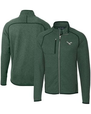 Cutter & Buck Heather Green Philadelphia Eagles Mainsail Sweater-knit Full-zip Jacket