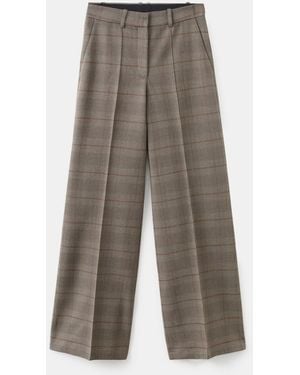 Mango Wool-blend Check Pants - Gray