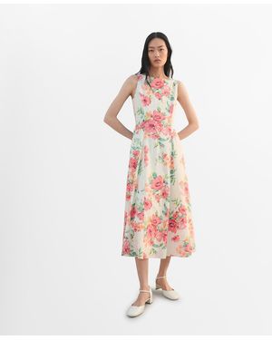 Mango Floral-print Flared Dress - White
