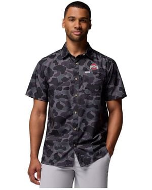 Columbia Ohio State Buckeyes Super Slack Tide Omni-wick Button-up Shirt - Blue