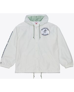 Mitchell & Ness Milwaukee Brewers Yacht Rock Hooded Full-snap Windbreaker Jacket - White