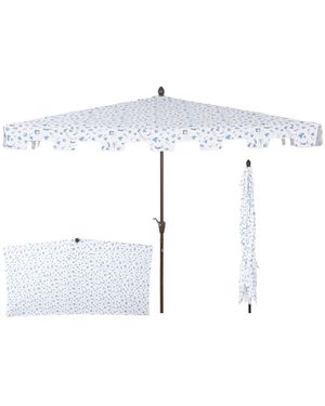 JONATHAN Y 9ft Rectangular Half Market Patio Umbrella Crank - White