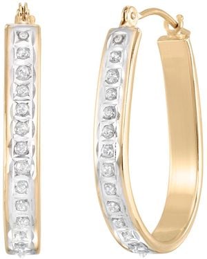 Macy's Diamond Accent Beaded Hoop Earrings (0.01 Ct. T.w. - White