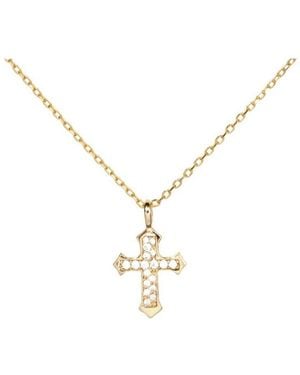Little Sky Stone Sterling Silver 14k Gold Plated Evelyn Cross Pendant Necklace - Black