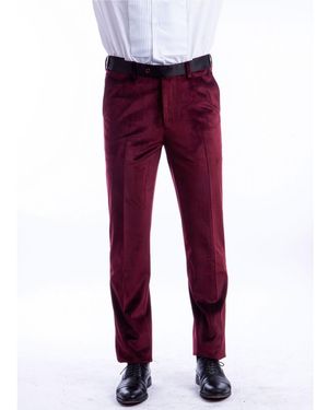 Bryan Michaels Skinny Modern Fit Velvet Tuxedo Dress Pants - Red