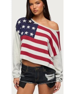 Edikted Usa Off Shoulder Sweater - Red