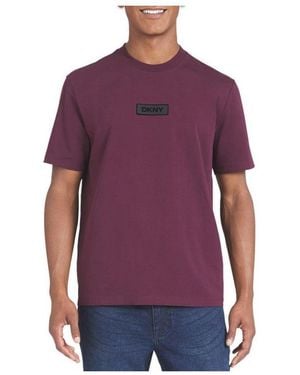 DKNY Classic Fit Crewneck Silicone Plate Logo T-shirt - Purple