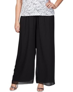 Alex Evenings Wide-leg Chiffon Pants - Black