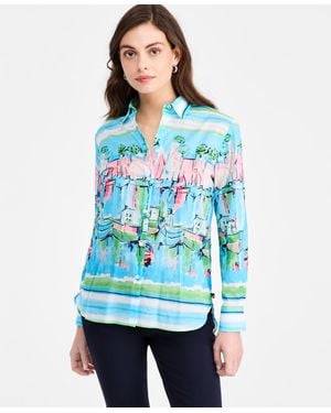 Nautica Cotton Scenic Blouse - Blue