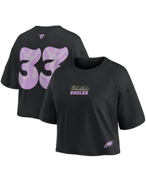 Fanatics Philadelphia Eagles Cooper Dejean Cropped Puff-print T-shirt - Black