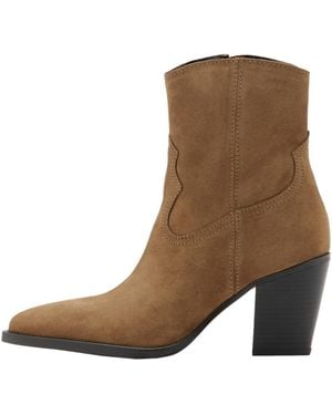 Mango Isabella Suede Block-heel Pointed-toe Boots - Brown