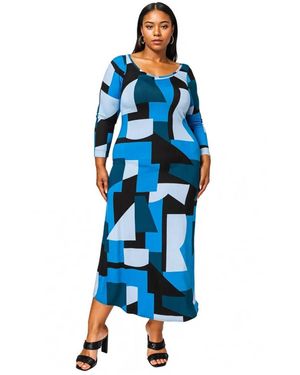 L I V D Plus Size Ozean Azul Maxi Dress - Blue