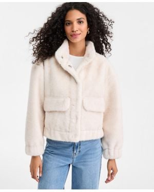 On 34th Woven Solid Faux-fur Bomber Jacket - White