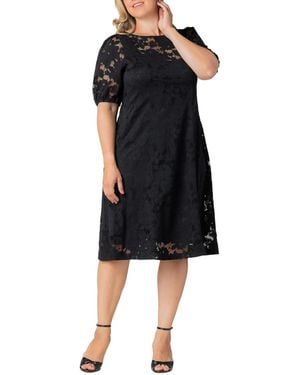 Kiyonna Plus Size Emma Lace Shift Dress - Black