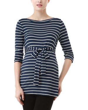Kimi + Kai Kimi + Kai Maternity Striped Boat Neck Top - Blue