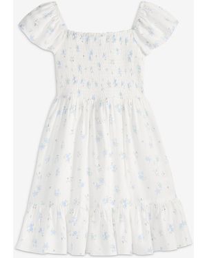 With Jules Big Girls Short-sleeve Smocked-bodice Dress - White