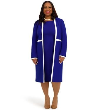 Kasper Framed Waist Seam Open Topper Jacket - Blue