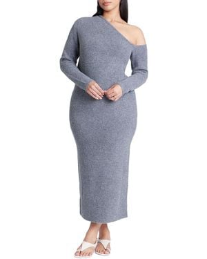 Eloquii Plus Size Off Shoulder Sweater Dress - Blue