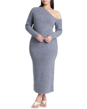 Eloquii Plus Size Off Shoulder Sweater Dress - Blue