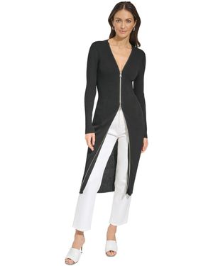 DKNY Zip-front Cardigan Dress - Black