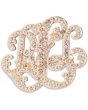 Ralph Lauren Crystal Stone Script Pin - White