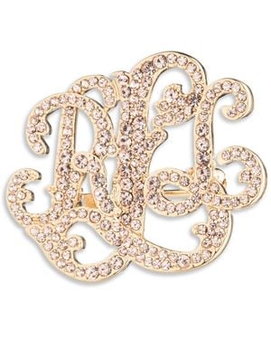 Ralph Lauren Crystal Stone Script Pin - White