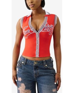 True Religion Sporty Terry Polo Top - Red