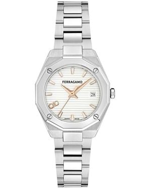Ferragamo Edge Stainless Steel Bracelet Watch 28mm - White