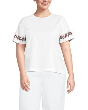 Lands' End Plus Size Poplin Eyelet Shirt - White