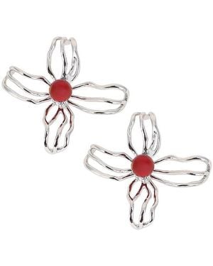 SOH The Arachnid-flora Statement Earrings - White