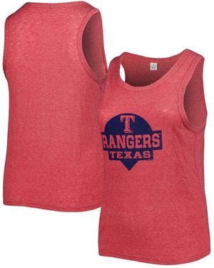 Soft As A Grape Texas Rangers Plus Size High Neck Tri-blend Tank Top - Red