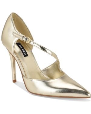 Nine West Candela Asymetrical Pointed Toe Dress Pumps - Metallic