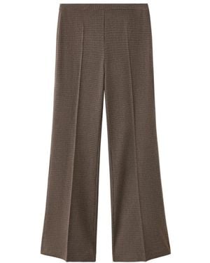 Mango Houndstooth-print High-rise Wide-leg Pants - Brown