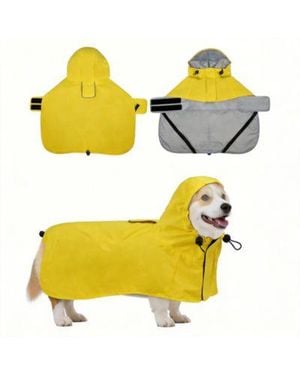 Aronkl Waterproof Windproof Dog Rain Jacket With Hood For Active Breeds Breathable Mesh Lining - Yellow