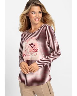 Olsen Stripe And Placement Print T-shirt - Red