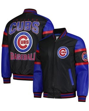 G-III 4Her by Carl Banks Chicago Cubs Full-zip Leather Varsity Jacket - Blue