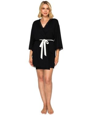 Studio Badgley Mischka Yummy Jersey Cozy Robe Gift Set - Black