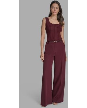 BCBGMAXAZRIA Belted Wide-leg Pants - Red
