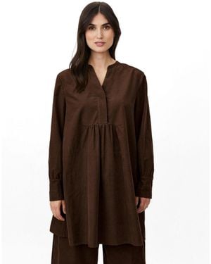 Masai Magira Long-sleeve V-neck Corduroy Tunic - Brown