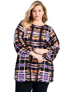 Avenue Plus Size Bella Satin Tunic - Blue