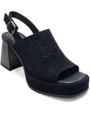 Forever & Always Shoes Forever And Always Shoes Penvia Block Heel Leather Platform Sandal - Blue