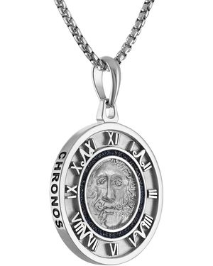 Bulova God Of Time Sterling Silver Pendant Necklace 24" + 2" Extender - Metallic